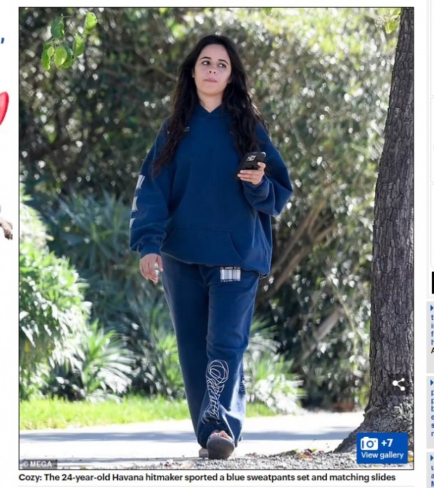 La cantante cubano-estadounidense pareció mantener una intensa conversación telefónica / Captura www.dailymail.co.uk