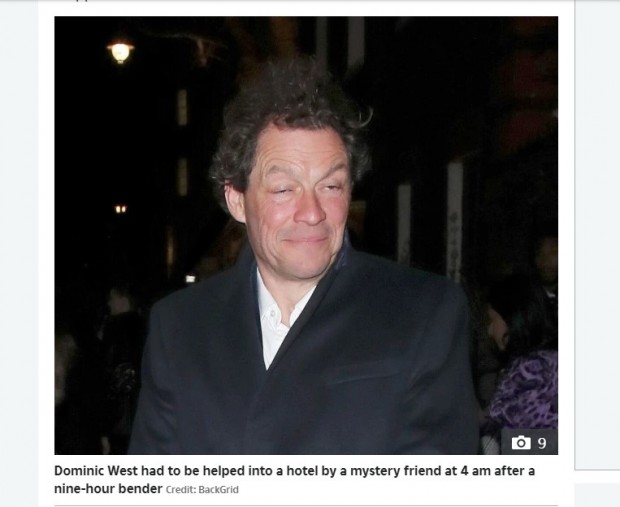 Dominic West, captado de madrugada en estado de ebriedad / Captura www.thesun.co.uk