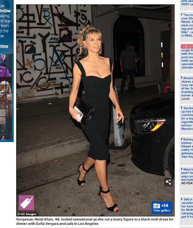Heidi Klum, fotografiada previo a una salida con Sofía Vergara / Captura dailymail.co.uk