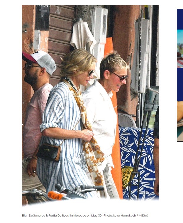 Tras finalizar su programa, Ellen DeGeneres fue vista en Marruecos tomada de la mano de su novia, Portia de Rossi / Captura hollywoodlife.com