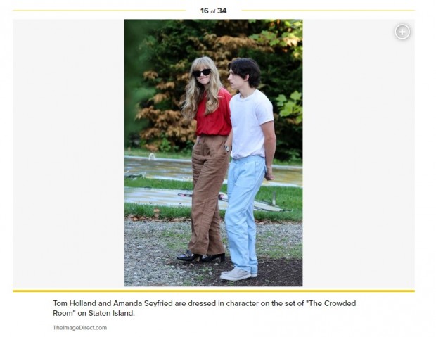 Tom Holland, en el rodaje de "The Crowded Room" junto a Amansa Seyfried / Captura pagesix.com