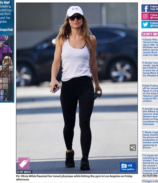 Olivia Wilde, fotografiada tras una exigente sesión de gimnasio / Captura www.dailymail.co.uk
