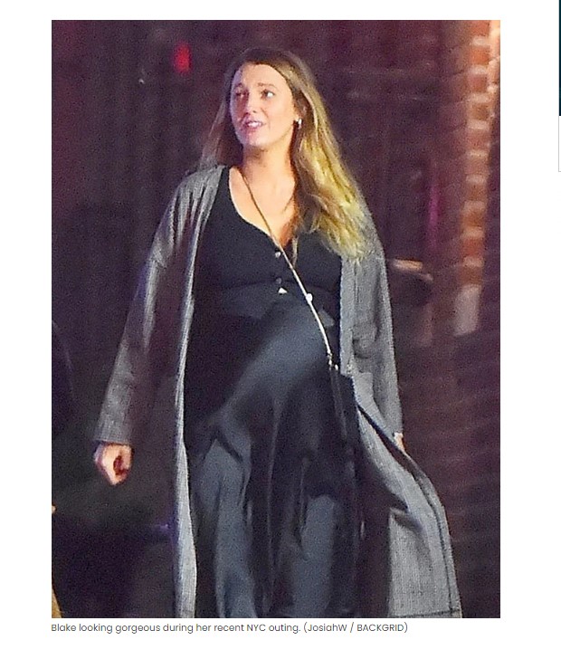 Blake Lively y su prominente barriga de embarazada / Captura hollywoodlife.com