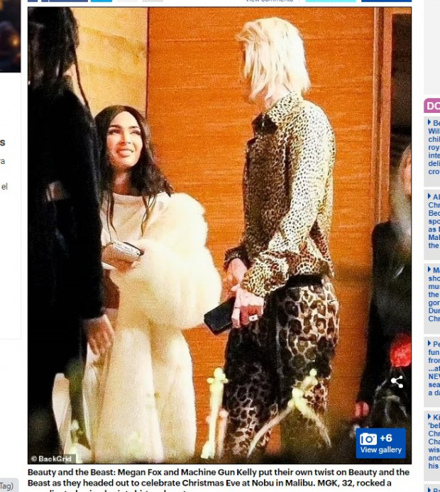 Megan Fox y su novio, el rapero Machine Gun Kelly, festejaron la Nochebuena / Captura www.dailymail.co.uk