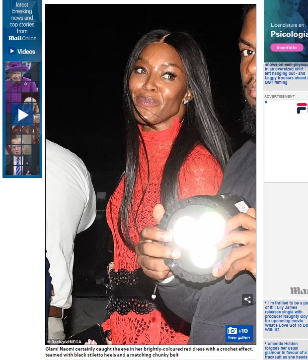 Naomi Campbell, fotografiada en Los Ángeles / Captura www.dailymail.co.uk