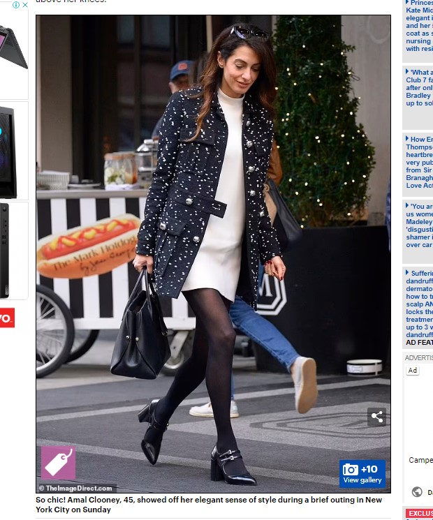 Amal Clooney fue a visitar a su esposo al set de rodaje / Captura www.dailymail.co.uk