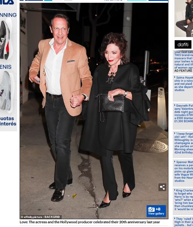 Joan Collins, muy activa a sus 89 años / Captura www.dailymail.co.uk