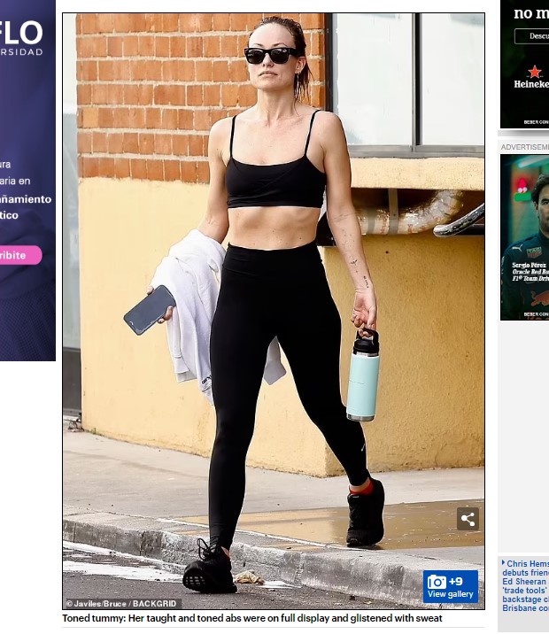 Olivia Wilde, fotogragiada a la salida del gimnasio / Captura www.dailymail.co.uk