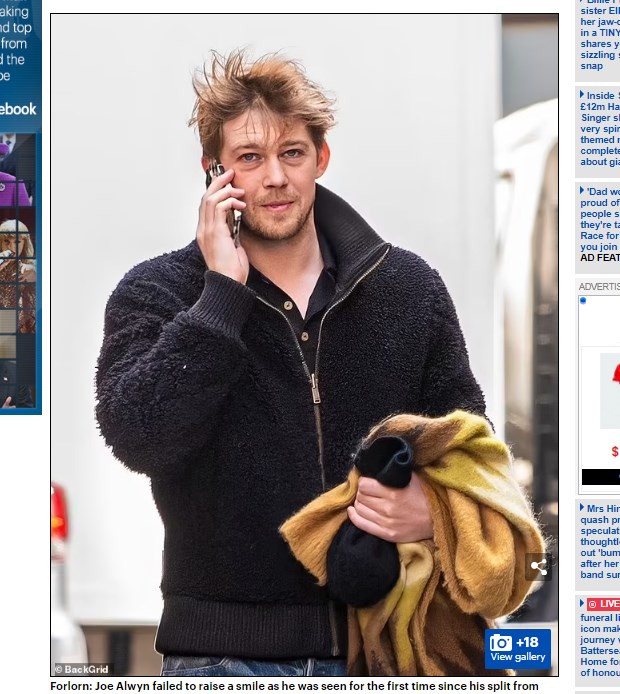 Joe Alwyn, fotografiado con un look bastante desprolijo / Captura www.dailymail.co.uk