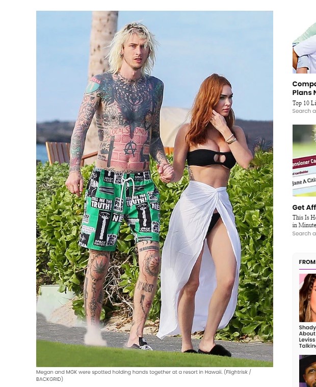 Megan Fox y Machine Gun Kelly fueron fotografiados tomados de la mano y dejaron sin efecto los rumores de ruptura / Captura hollywoodlife.com