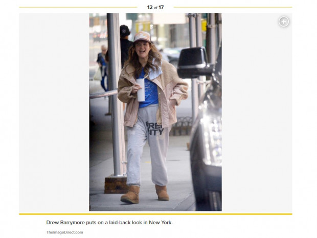 Drew Barrymore fue captada en Nueva York, y es difícil encontrar un look más informal / Captura pagesix.com