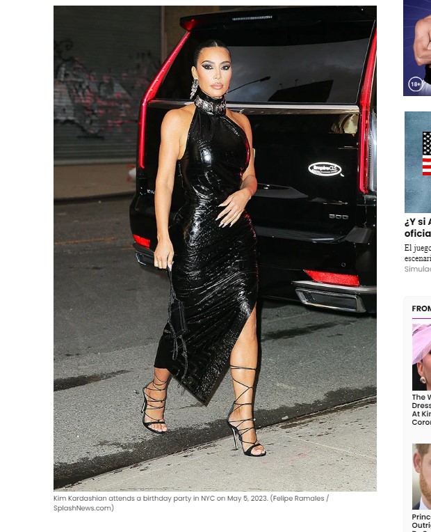 Kim Kardashian asistió a un cumpleaños y sorprendió con esta tenida de cuero / Captura hollywoodlife.com