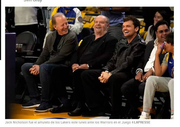 Jack Nicholson, fotografiado en partido de Los Ángeles Lakers, en medio de su delicado estado de salud / Captura us.marca.com