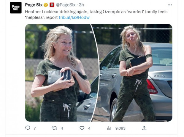 Heather Loclkear, fotografiada en un estado lamentable / Captura twitter.com/PageSix
