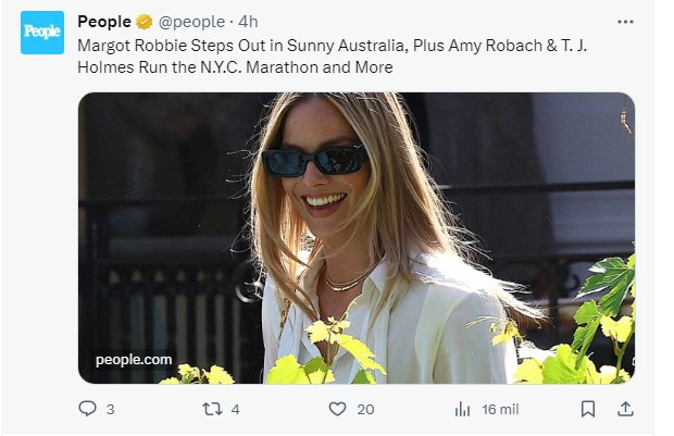 Margot Robbie, radiante y con un look que le quedó a la perfección / Captura twitter.com/people