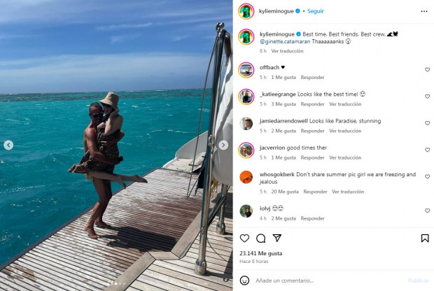 Kylie Minogue, muy relajada en medio de sus vacaciones / www.instagram.com/kylieminogue