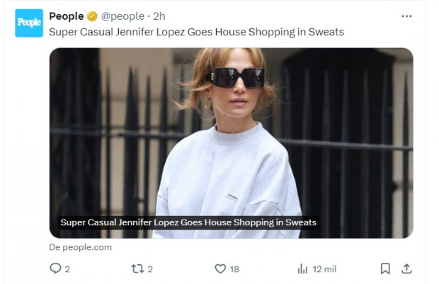 JLO fue fotografiada en Nueva York con el estilo más simple posible y sorprendió a los paparazzis / Captura twitter.com/people