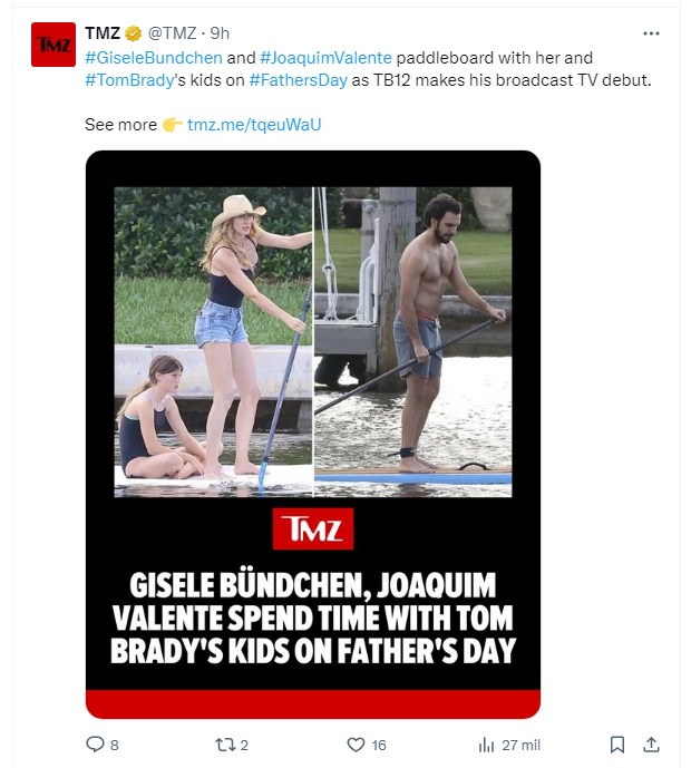 Pese a los rumores de ruptura, Gisele Bündchen y Joaquim Valente se mostraron juntos en Miami / Captura twitter.com/TMZ