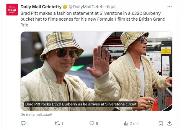 Brad Pitt volvió a sorprender a los paparazzis con su look / Captura x.com/DailyMailCeleb