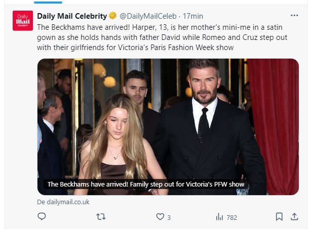 Aseguran que Harper es la "mini" Victoria Beckham: a sus 13 años, sigue sus pasos en cuanto a estilo / Captura x.com/DailyMailCeleb