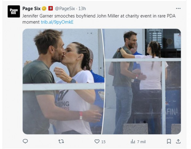 Jennifer Garner, sorprendida besando a su pareja en evento a beneficio de niños / x.com/PageSix