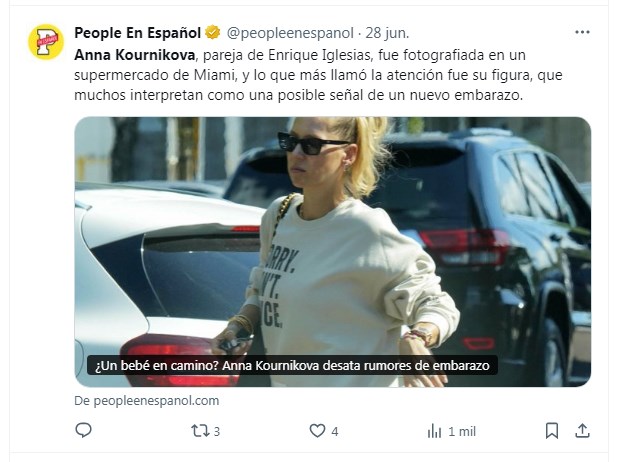Anna Kournikova fue fotografiada en Miami y disparó las especulaciones de embarazo / Captura x.com/peopleenespanol