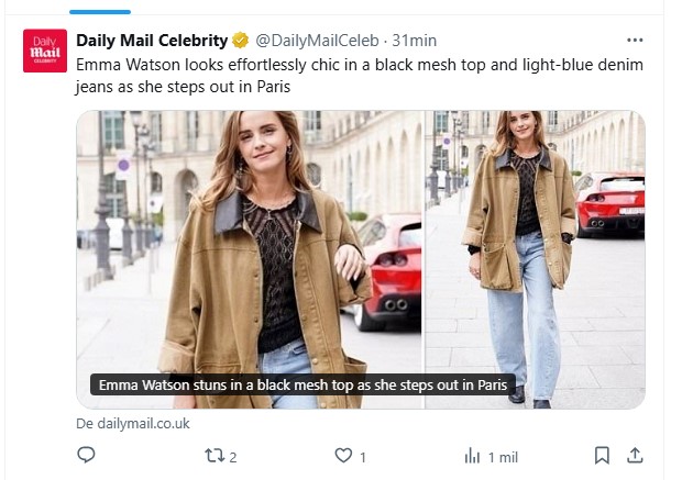 Emma Watson, fotografiada muy relajada, luego de que su padre lance dura advertencia a la nueva generación de Harry Potter / Captura x.com/DailyMailCeleb