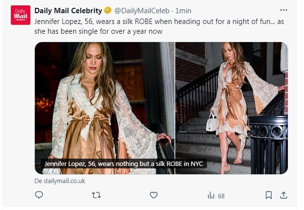 JLO lo hizo de nuevo: salió por Nueva York y sorprendió a todos con su look / Captura x.com/DailyMailCeleb