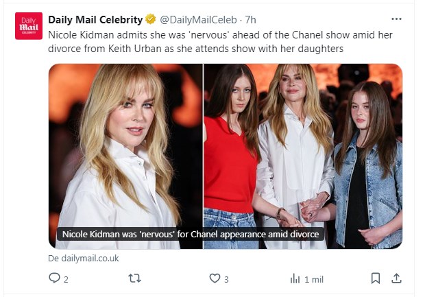 Nicole Kidman, fotografiada por primera vez desde que oficializó divorcio con Keith Urban / Captura x.com/DailyMailCeleb