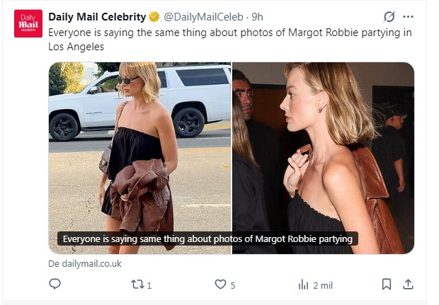 Margot Robbie recibe inesperadas críticas a su look: ¿Qué le dijeron? / Captura x.com/DailyMailCeleb