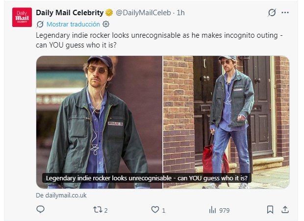 Alex Turner, líder de "Arctic Monkeys", fue captado en Londres y muy pocos pudieron reconocerlo / Captura x.com/DailyMailCeleb