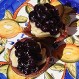 Cupcake doble chocolate, crema pastelera y arándanos: Una mezcla de dulces sabores
