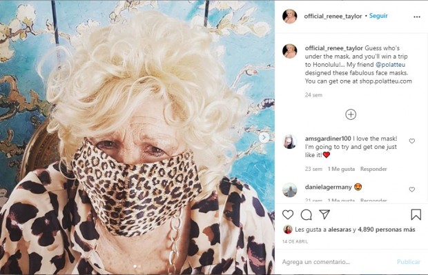 Pocas semanas después de que comenzara a circular el coronavirus, la artista promocionó mascarillas a través de Instagram / www.instagram.com/official_renee_taylor