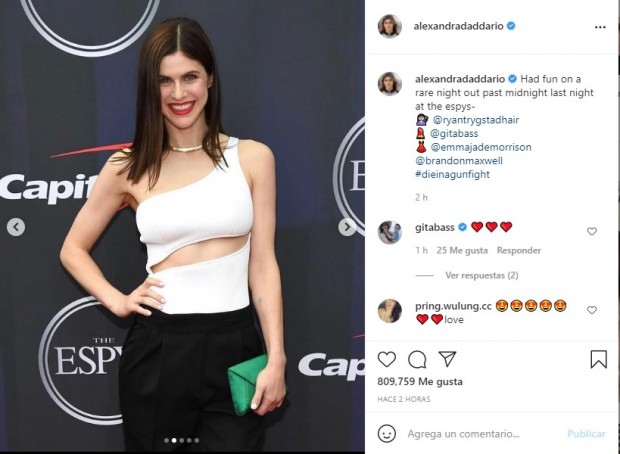 La actriz asistió a la entrega de premios que otorga ESPN / www.instagram.com/alexandradaddario