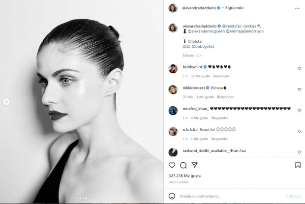 Otro primer plano de la actriz, preparándose para la celebración de Vanity Fair / www.instagram.com/alexandradaddario