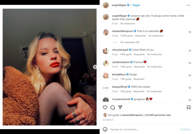 Ella es Ava Phillippe, la hija de Reese Witherspoon y Ryan Phillippe / www.instagram.com/avaphillippe