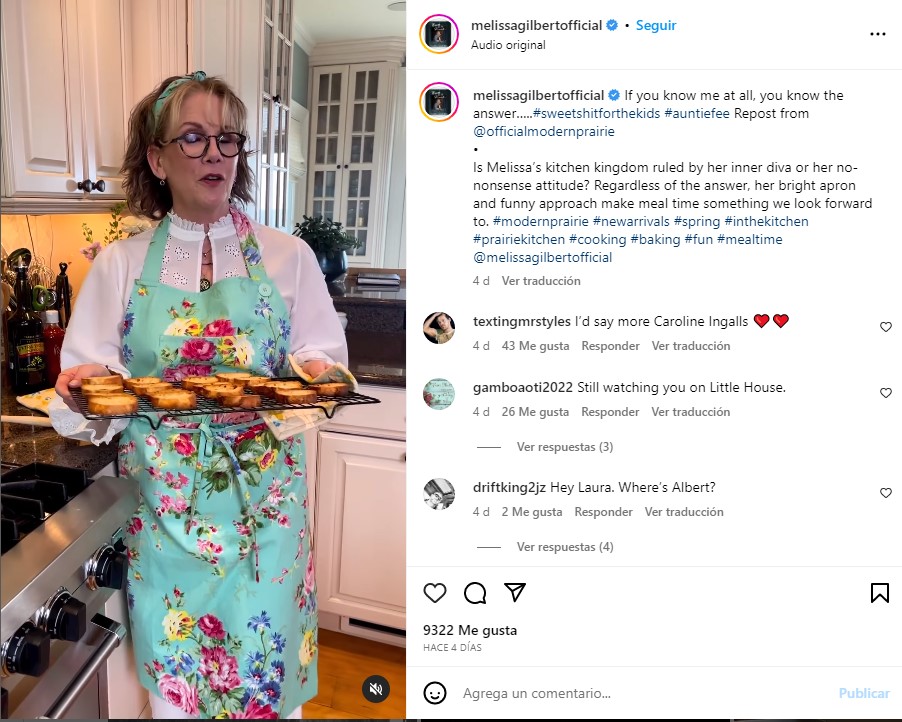 La protagonista de "La Pequeña Casa en la Pradera" es una apasionada de la repostería / www.instagram.com/melissagilbertofficial