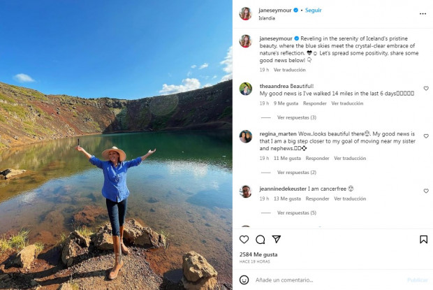 Jane Seymour, durante un viaje a Islandia / www.instagram.com/janeseymour