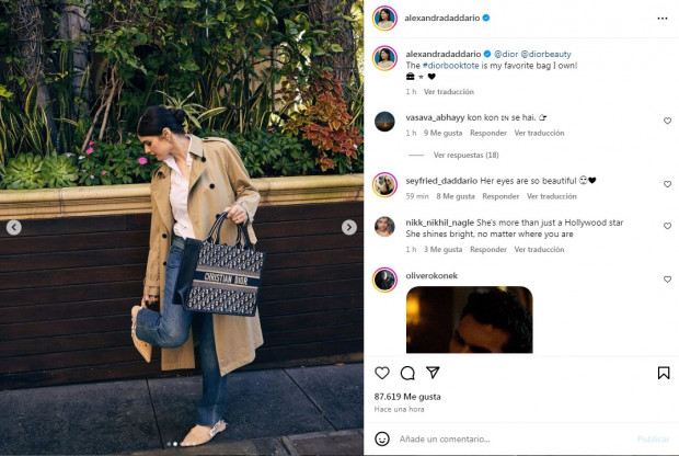En esta ocasión, fue para presentar un bolso de la prestigiosa marca Christian Dior / www.instagram.com/alexandradaddario