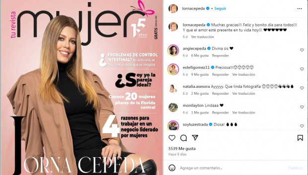 Cepeda tiene 53 años, aunque no parece haber cambiado demasiado / www.instagram.com/lornacepeda