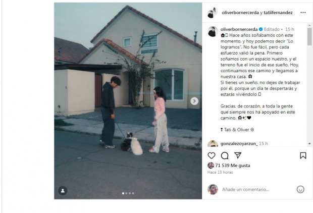 Oliver Borner y Tati Fernández compartieron emocionante logro / www.instagram.com/oliverbornercerda