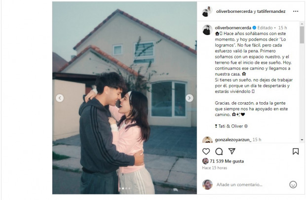 Ambos artistas aseguraron que ya tienen su propia casa / www.instagram.com/oliverbornercerda