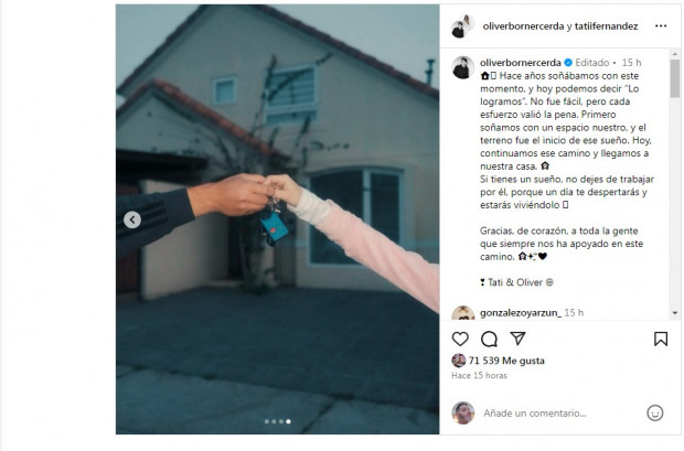 Como era de esperar, recibieron muchas felicitaciones de sus seguidores / www.instagram.com/oliverbornercerda