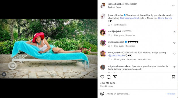 Joan Collins, estrella de la serie "Dinastía", sorprende por cómo se ve a sus 92 años / www.instagram.com/joancollinsdbe