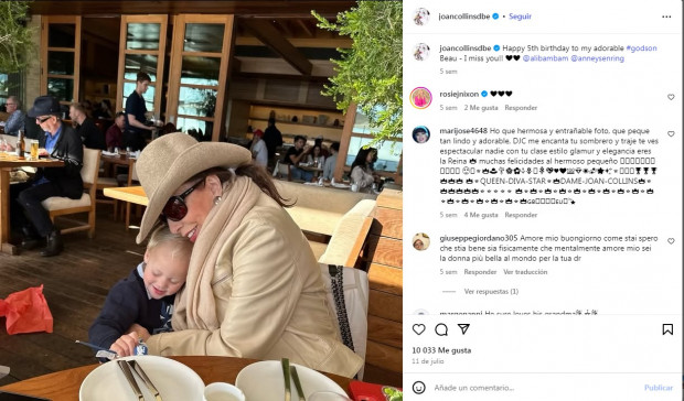 Collins despierta admiración también porque se mantiene activa en su carrera / www.instagram.com/joancollinsdbe