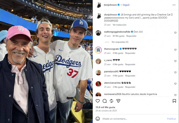 El intérprete demostrando su fanatismo por Los Ángeles Dodgers / www.instagram.com/donjohnson