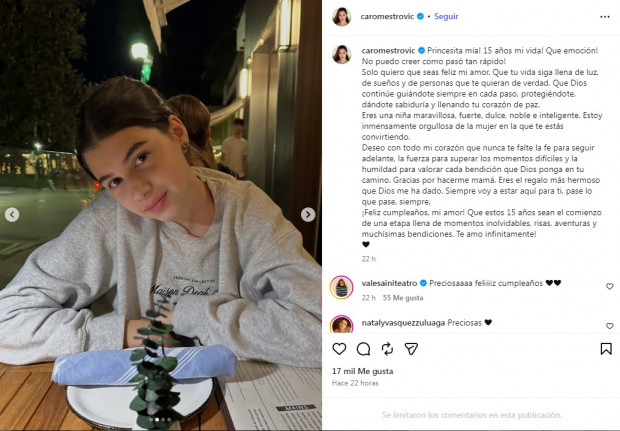 Carolina Mestrovic cumpleaños hija