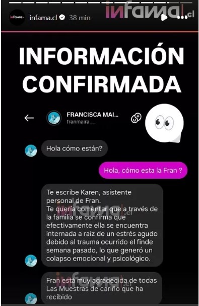Fran Maira internada