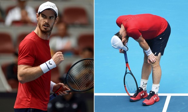La imagen es elocuente: Andy Murray ganó, pero quedó muy cansado / www.dailymail.co.uk