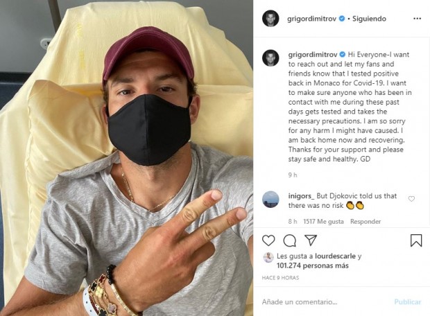 El propio jugador búlgaro compartió la noticia en las redes / www.instagram.com/grigordimitrov